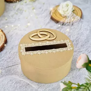 Esküvői persely natúr, csipkés 20cm+gyűrű 