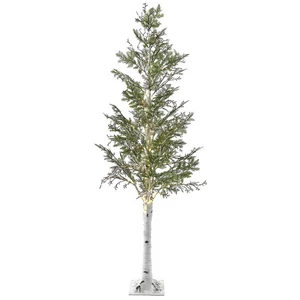 Fenyőfa talpon 200cm 23 zöld ágakkal világítással élethű kivitel led fénnyel