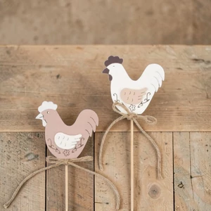 Fa dekoráció pálcán Tyúkocska 5cm 1db/ár
