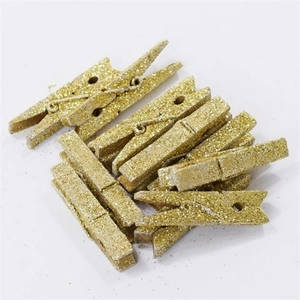 Fa csipesz natúr 4,5cm Glitteres Metál arany (12db/csomag)