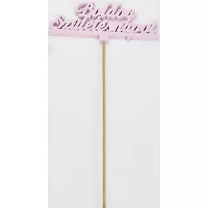 Fa dekorfelirat 12, 5x29, 5cm- Beszúrós -Boldog születésnapot- felirat pink 4db/csomag