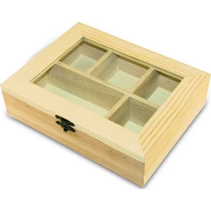 Fa doboz 5 rekeszes 20,5 x 16 x 5,5cm festhető,gravírozható