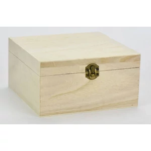 Fa doboz teásdoboz natúr 4rekeszes 15x15x8cm-es doboz GRAVÍROZHATÓ! 3272