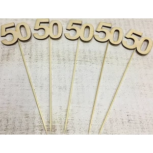 Fa felirat számok 50 évfordulós szám pálcikán 5cmx3mm 5db/cs