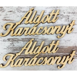 Fa felirat tábla Áldott Karácsonyt 14cm 2db/cs