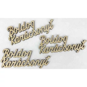 Fa felirat tábla Boldog karácsonyt 10cm 3db/cs