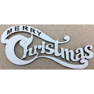 Fa felirat tábla fehér Merry Christmas 10cm