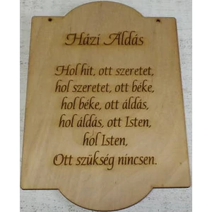 Fa felirat tábla Házi áldás - 14, 5x21, 5cm