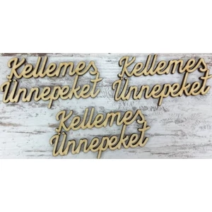 Fa felirat tábla Kellemes Ünnepeket 9cm 3db/cs