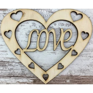 Fa felirat tábla Love szívben 10cm