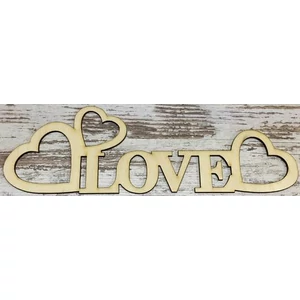 Fa felirat tábla Love szívekkel 30x9.5cm