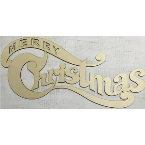 Fa felirat tábla Merry Christmas 32x72, 5cm íves