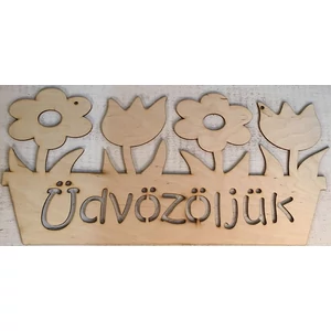 Fa felirat tábla Üdvözöljük virágos 50x24.5cm
