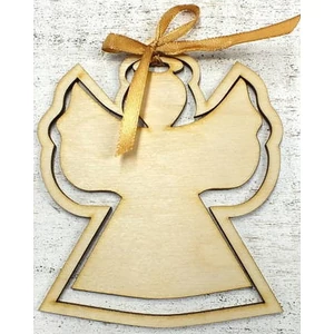 Fa figura angyal kerettel 12x10, 5cm 