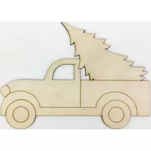 Fa figura autó fenyővel kicsi natúr, koszorú dekoráció 20x15x0, 3cm-es CRL6106