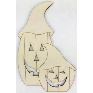 Fa figura Halloween sapkás tökök 15x10cm