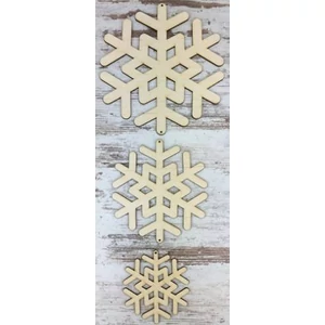 Fa figura hópihék felhűzhető hópelyhek 20-15-10cm 3db/cs
