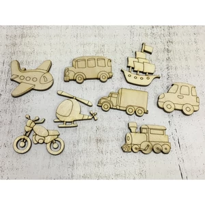 Fa figura járművek motor, hajó, autó, vonat, helikopter 6cm 8db/cs