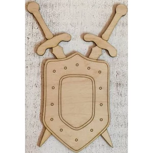 Fa figura lovagi pajzs karddal 10x15cm