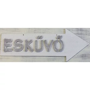 Fa figura nyíl fehér ESKÜVŐ 30x11cm - jobbra mutató