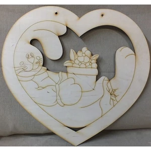 Fa figura nyuszi szívben húsvéti dísz 37cmx35cm