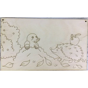 Fa figura színezhető tábla süni és vakond 14, 5x24cm
