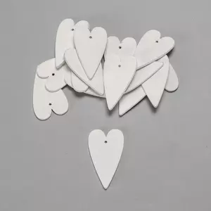 Fa figura szív fehér hosszúkás 6cmx3.5cmx3mm 15db/cs