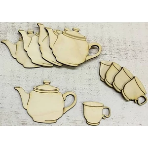 Fa figura teás szett teáskanna: 5.5x8cm csésze:3x3.5cm 5szett/cs