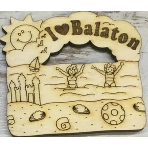 Fa hűtőmágnes Balaton I love Balaton 7x6.3cm 