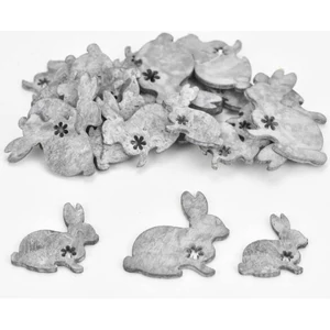 Nyúl mini fa 4cm virágmintás szürke, 30db/csomag [5998997743336]