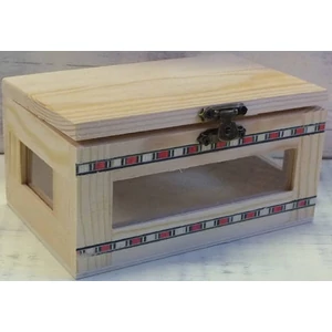 Fa natúr doboz átlátszó üveges 14x9x7cm