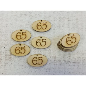 Fa natur tábla 65 évfordulós ovál 4cmx2.5cmx3mm 10db/cs