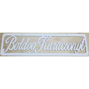 Fatábla felirat Boldog karácsonyt fehér 75cm