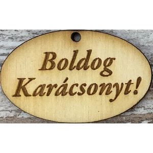 Fatábla felirat Boldog karácsonyt! 2, 5x4cm ovál 10db/cs