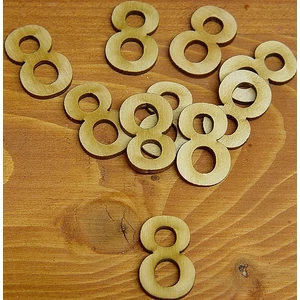 Fatábla felirat, Fa figura 8 natúr szám 3cm 10db/cs
