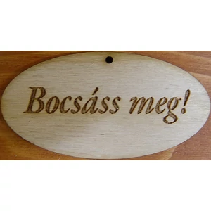 Fatábla felirat, Fa figura Bocsáss meg 4x8cm 5db/cs