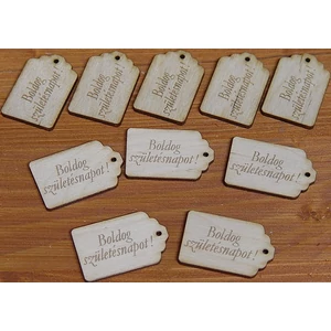 Fatábla felirat, Fa figura Boldog Szülinapot 3x4, 5cm 10db/cs