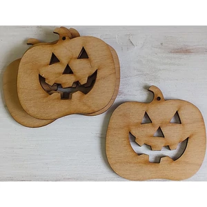 Fatábla felirat, Fa figura Halloween tök 9x9cm 5db/cs