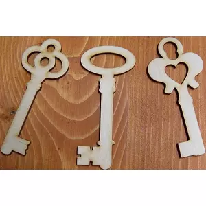 Fatábla felirat, Fa figura kulcsok vegyes 10cm 3db/cs