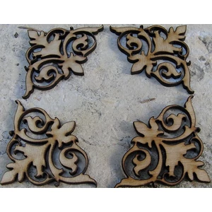 Fatábla felirat, Fa figura sarokdísz 5cm 4db/cs