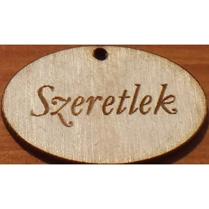 Fatábla felirat, Fa figura Szeretlek táblácska ovál 2, 5x4cm 10db/cs