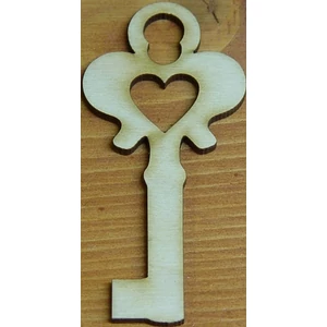 Fatábla felirat, Fa figura szíves kulcs 4, 5x10cm 5db/cs