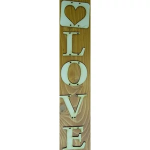 Fatábla felirat Love szívvel 30x6cm