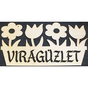 Fatábla felirat Virágüzlet virágokkal 50cm