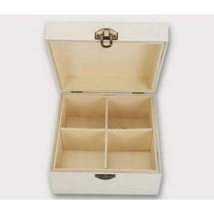 Fa teás doboz 15x15cm, magasság: 8cm Natúr 4-es teafiltertartó doboz