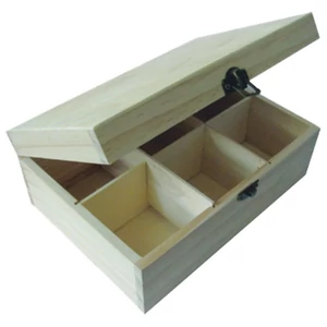 Fa teásdoboz fa 6 rekeszes 23 x 16 x 9 cm