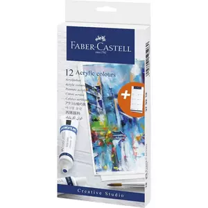 Faber-Castell festék készlet AG-akril festék, 12db-os Creative Studio papír dobozban