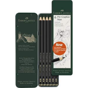 Faber-Castell grafitceruza AG készlet, 6db-os Pitt matt fém dobozban 2B,4B,6B,8B,10B,12B