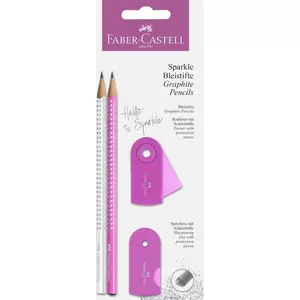 Faber-Castell grafitceruza B Grip Sparkle 2db grafit+radír+hegyező pink/fehér 218477