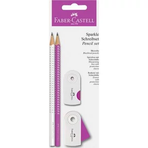 Faber-Castell grafitceruza set Grip Sparkle 2db B grafit+radír+hegyező pink fehér 218487